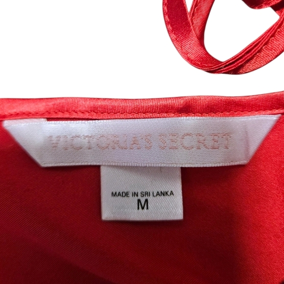VTG Victoria’s Secret Red Satin Slip Dress M Lace Babydoll Y2K Lingerie 2000s - Picture 6 of 13
